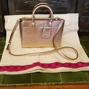 NWT Tory Burch Robinson Metallic Tote